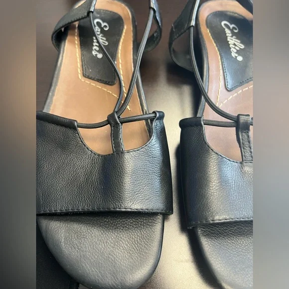Earthies Women's Sz 8.5 Lacona Leather Black Slingback Sandals - Picture 10 of 10
